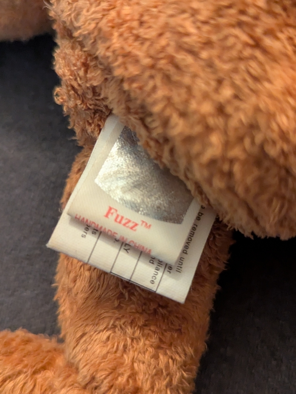 Ty Beanie Baby Fuzz the Bear 1998 Tylon Fabric Shaggy Plush Toy NWT - Picture 6 of 7